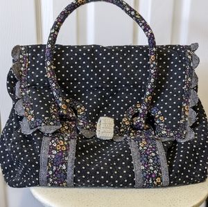 Irregular Choice Black Polka Dot Floral Handle Shoulder Bag